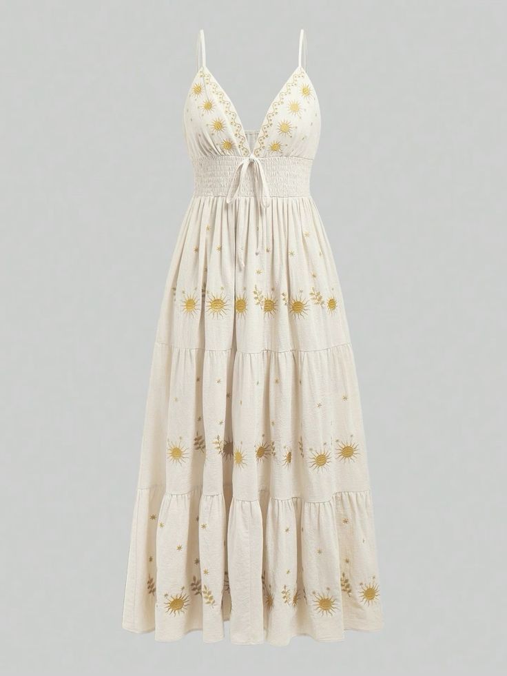 Straw-colored maxi dress