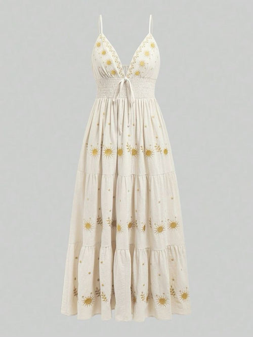 Straw-colored maxi dress
